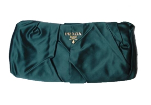 Turquoise silk Prada clutch bag